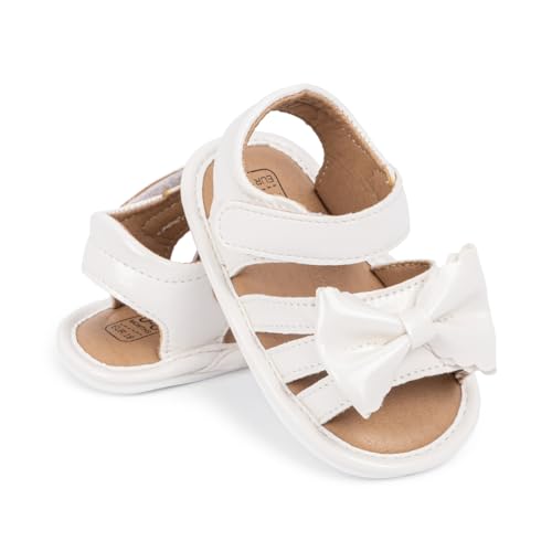 Image of HsdsBebe Baby Girls Sandals Bohemia Flower Bow Soft Sole Toddler First Walkers Beach Summer Shoes
