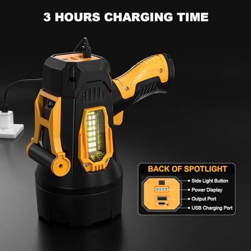 LBE Rechargeable Spotlight, Super Bright 99,000 Lumens Led Flashlight Handheld Spot Lights Outdoor with Cob Light, 10000ɱAh Long Lasting Large Spotlight for Hunting Boating Camping - Image 5
