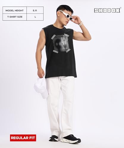 Image of SHODOX Men's 100% Cotton Tank Tops Round Neck Sleeveless Sports Loose fit Vest (Pack of 1)