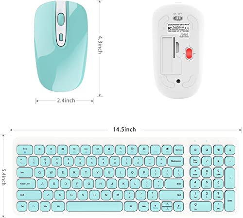 Wireless Keyboard And Mouse Combo, Ultra Thin Quiet Portable Wireless Keyboard And 2.4Ghz Wireless Mouse With Nano Usb Receiver For Windows Laptop Pc Notebook (White(Blue Keys)) #TOP1
