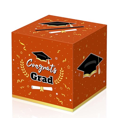Kelool Graduation Decorations 2026 Orange Graduation Card Box Graduation Party Decorations,Graduation Box,Congrats Grad Gifts Box for 2026 Graduation Party Supplies Favors