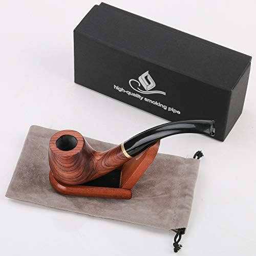 Joyoldelf Smoking Pipes, Rose Smoking Pipe, Deepened & Windproof Wooden Tobacco Pipe with A Foldable Tobacco Pipe Stand, Bonus A Gift Box