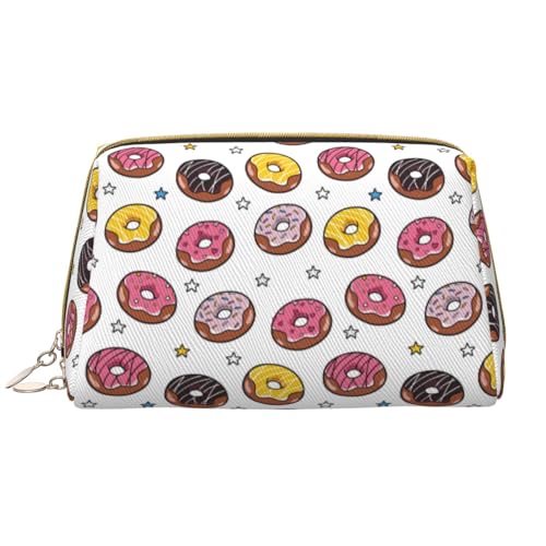VOSERY Bolsa de maquillaje, neceser de viaje para mujer, organizador de gran capacidad, bolsa de maquillaje con estampado de estrellas y donas de dibujos animados, bonita bolsa de maquillaje, estuche