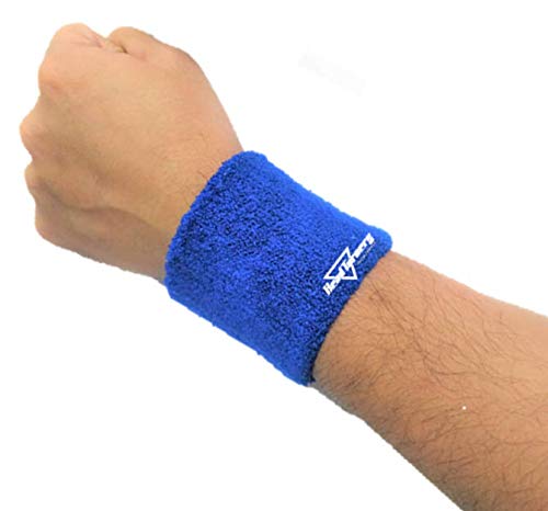 HeadTurners Sweat Band Wrist Band/Wrist Support for Gym, Cricket, Running and Sports Activities 3 inches- (1 pc, Royal Blue)