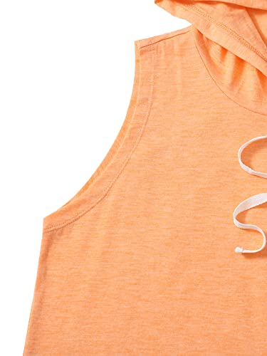 Sweatyrocks Women's Summer Sleeveless Hooded Tank Top T-Shirt For Athletic Exercise Relaxed Breathable Bright Orange M #TOP4