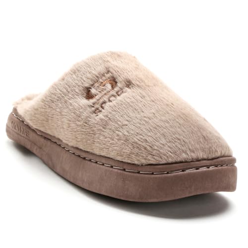 Image of Unisex Winter Flip Flop Slipper for Men and Women Soft Faux Fur Slip On Indoor Home Slides Slipper for Bedroom Sandals