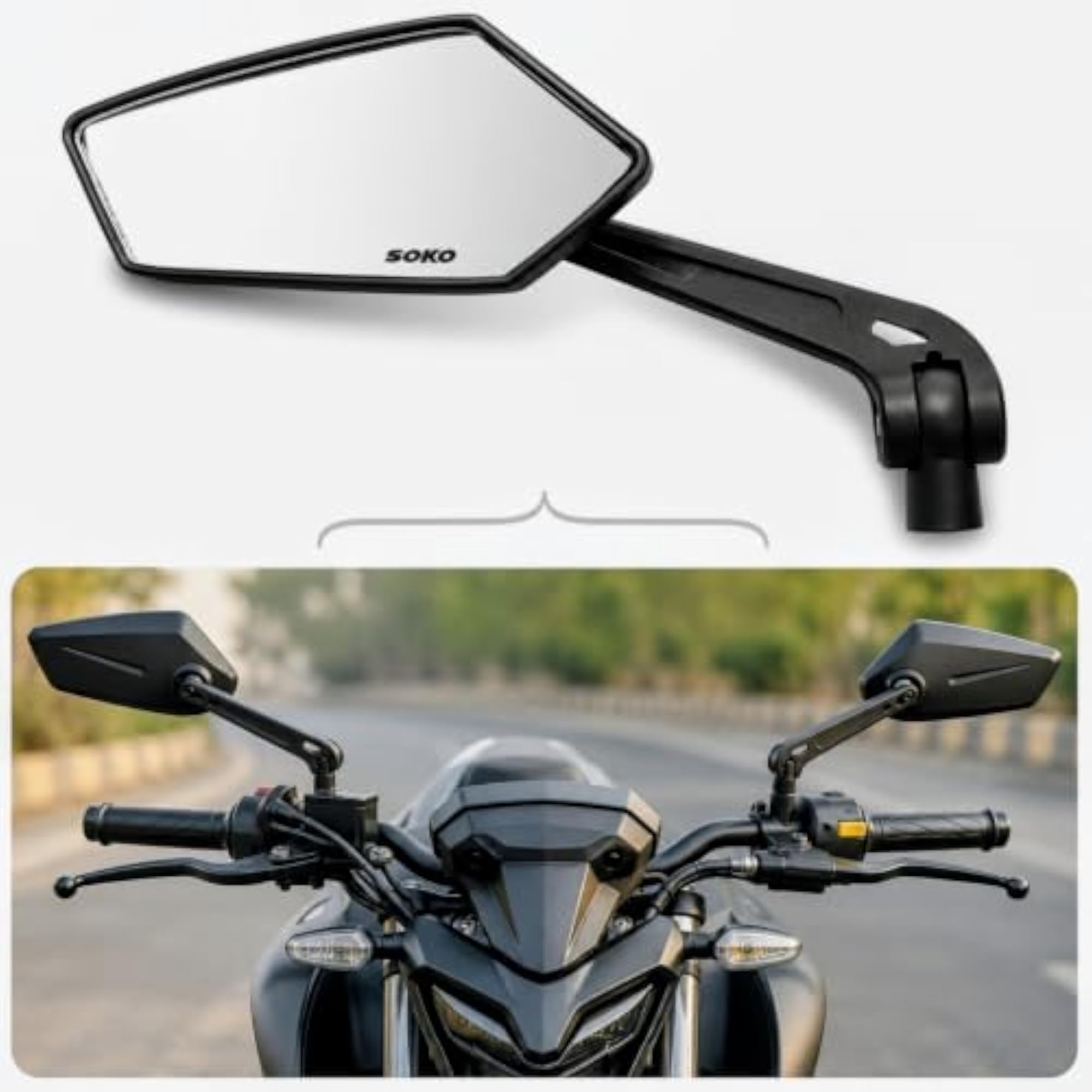 Angular Motorcycle Rear View Mirror Set