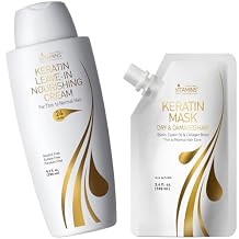 VITAMINS hair cosmetics Keratin Thin Hair Leave-In Conditioner & Hair Mask Travel Kit - Hydrating No Rinse Cream & Deep Conditioning Hair Mask for Thin Fine Hair - Pro Salon Care for Dry Damaged Hair