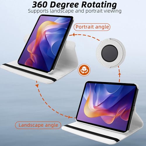 Image of TGK 360 Rotatable Smart Flip Cover for Xiaomi Redmi Pad 2 11 inch Tablet Case (White)
