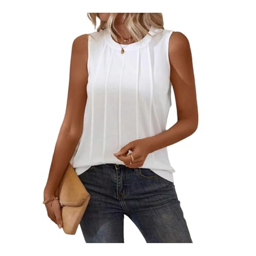 Gilet texturé sans manches pour femme tricot décontracté col rond - 2