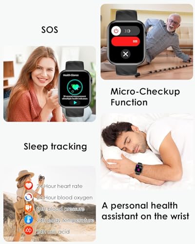 2025 Smartwatch EKG+HRV/ΒΙυtzυcker/BMI/Harnsäure/Herren Damen, 1.97'' AMOLED Gesundheitsuhr mit Telefonfunktion, SOS-Notruf, 24H Herzfrequenz/SPO2/Blutdruck Schlafmonitor Fitnessuhr für Android iOS – Bild 5