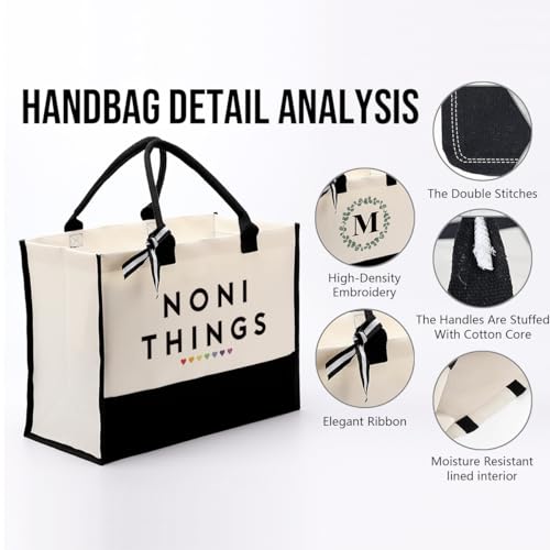 EDCTO Noni Things Canvas Tote Bag - Utility Shopping & Beach Bag, Mother's Day Gift for Grandma4