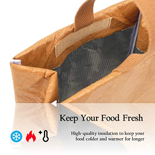 Brown Bag – Insulated Lunch Bag For Women & Men | Reusable Paper Bag With Durable, Water-Resistant Fabrics | Insulation With Premium Thermal Liner | Simple Design, Brown #TOP3