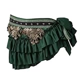 AD-BCrbgen Tribal Bauchtanz Kleidung Zigeuner Kostüm Zubehör Fransen Wickelmünzen Gürtel Hüfttuch Bauchtanz Gürtel(Green)