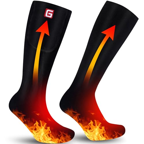 GEMSTONEGO Men Heated Socks, Electric Rechargeable Battery Foot Warmer, 3 Heating Levels, Washable...