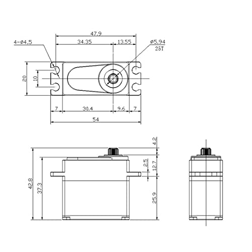 Servo numérique 25kg couple élevé avec bras 25T pour véhicule télécommandé 1/8