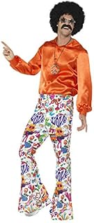 Smiffys Mens 60s Groovy Flared Trousers,Multicolor, M - Size 38"-40"