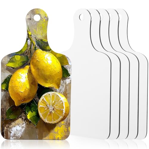 6 Pcs Mdf Sublimation Cutting Board Blanks with Handle 11.8 x 6.3 Inch Sublimation Chopping Craft Personalized DIY Cutting Board Gift for Painting Home and Kitchen Decoration
