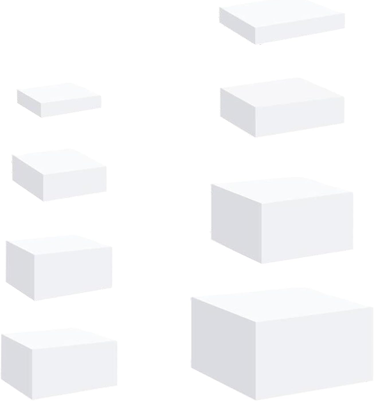 Acrylic Cube Display Box Riser Set of 8 5 Sided Nesting Risers for Buffet Table Food Cosmetics Action Figures White Color