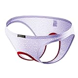 Men's Sexy Open Front Briefs Butt-Flaunting Underwear Jockstrap G-String Bikini Sissy Gay Cutout Thong Panties (Purple,Large)