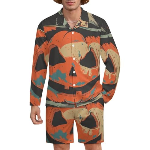 Halloween Party Pumpkin SkullMen's Long-sleeved Suits for Everyday Casual Wear
