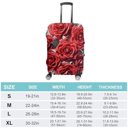 Red Rose Flower Cluster Luggage Cover, Elastic Luggage Protector Fits 19-32in Suitcases, Washable & Anti-Scratch Suitcase Cover for Men Women XL2