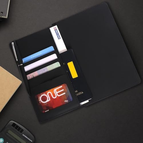 Image of Giftana Personalized Diary with Name, Customized Leather Notebook Diary with Magnetic Flip Lock, A5 Size, 192 Ruled Pages Office Diaries for Writing, New Year Corporate Gifts for Employee (Black 4)