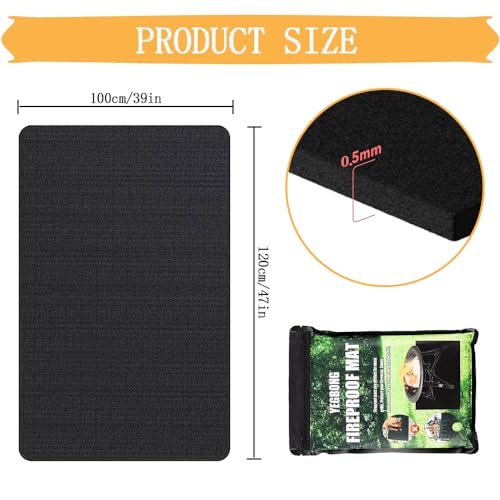 Feuerfeste Unterlage 120 * 100cm Hitzeschutzmatte Hitzebeständig bis zu 982°C Ideal als Brandschutzmatte Stark Feuerschutzmatte Feuerfeste Matte für BBQ Grills Camping Schweißen Kamin Rasen