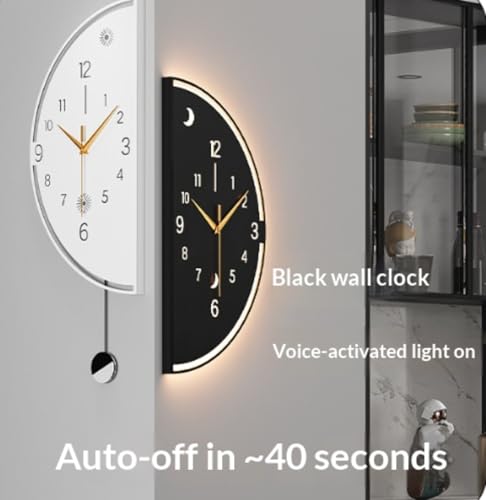 Horloge d'angle double face 36x18 cm avec pendule moderne et veilleuse sonore