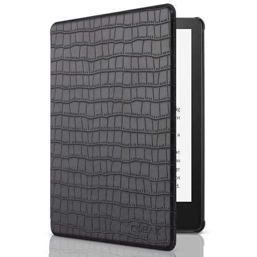 Image of CoBak Case for All New 6 Inch E-Reader 2024 and 2022 (11 Generation) - PU Leather Smart Cover, Auto Sleep and Wake, not Compatible with Kobo Clara.Crocodile Black