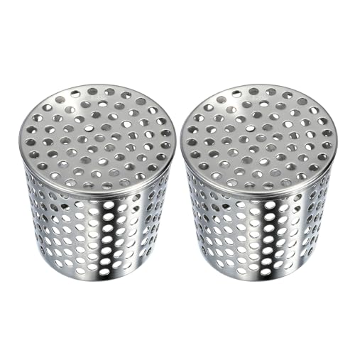 ZOWZEA Stainless Steel Downspout Gutter Guard (Fits 3"-2.4" Pipes), Perforated Basket Strainer & Roof Drain Filter - Heavy Duty Metal Anti-Clog Cover for Debris, Pine Needles & Rodents 2 Pack by ZOWZEA - Used condition - US$12.43