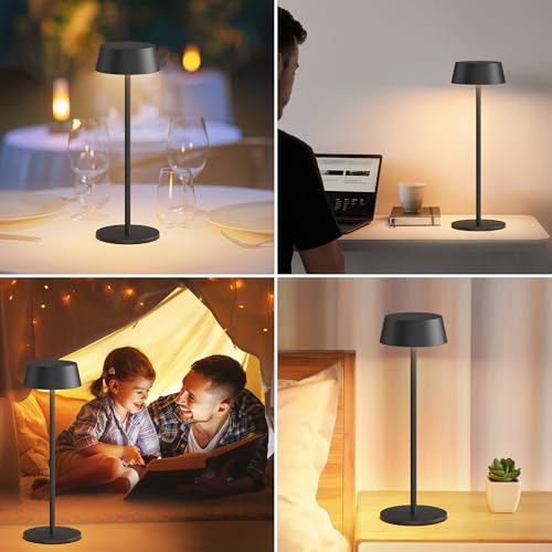 Aipsun Table Lamps Set Of 2, Black Battery Operated Table Lamp Cordless Outdoor Touch Led Table Lamp For Restaurant/Living Room/Bedroom 3000K Warm Light Ip54 Waterproof thumb #6