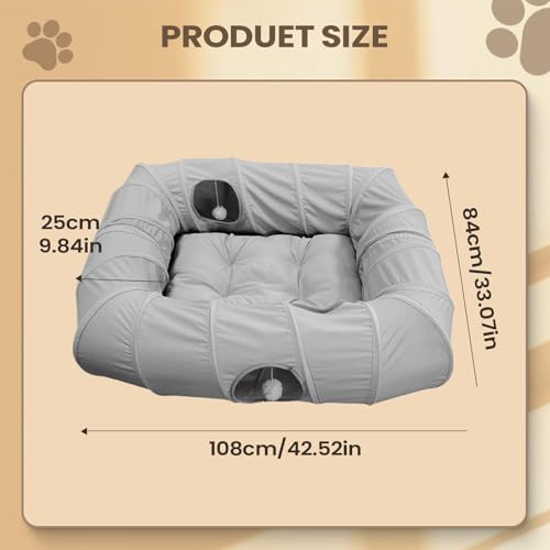 Cueva para gatos rectangular cama para mascotas con 4 accesos interiores y habitaciones 6