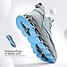 Men's Running Shoes Breathable Mesh Trail Runners Fashion Blade Sneakers Non Slip Gym Sport Trainer Casual Athletic Walking Shoes Grey Blue