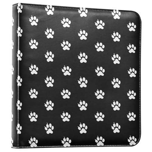 JIPONI White Dogs Paws Large Photo Album, DIY Leather Cover Scrapbook Albums for 4x6 5x7 6x8 Pictures, Self Adhesive Memory Book for Wedding, Baby, Family