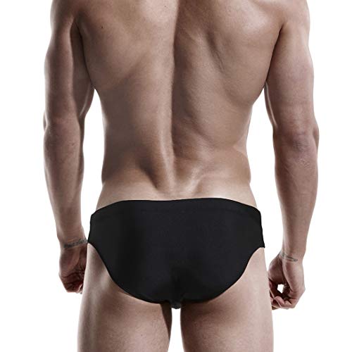 AIMPACT Mens Vintage Swim Briefs Sexy Bikini Swimwear Quick Dry Retro Swimsuit with Drawstring3