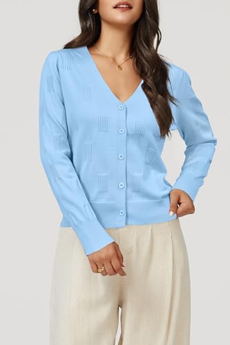 Image of Arach&Cloz Women's Soft Cropped Cardigan Casual Lightweight Shrug Sweater Tops