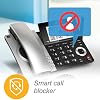 AT&T CL84207 DECT 6.0 2-Handset Corded/Cordless Phone for Home with Long Range, Answering Machine, Call Blocking, Caller ID Announcer, Intercom, and Line-power mode, Silver/Black