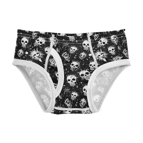 ODAWA Skulls Grunge Black Tag Free Toddler Briefs Cotton, Underwear 2T Boys