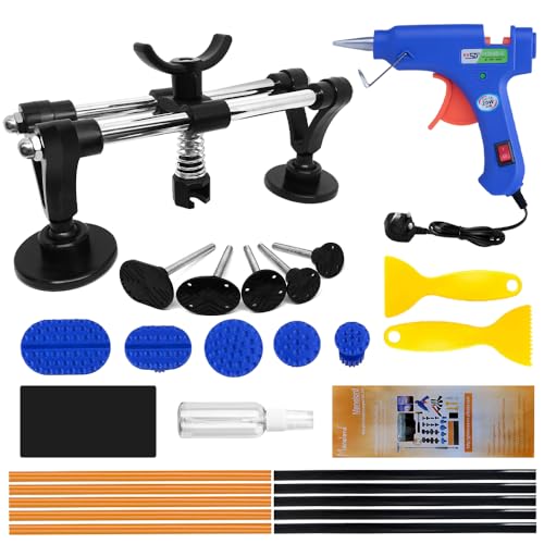 Auto Dent Puller Set with Double Pole Bridge Dent Repair Kit for Car Body Dent, Minor Dents, Door Dings and Hail Damage Removal