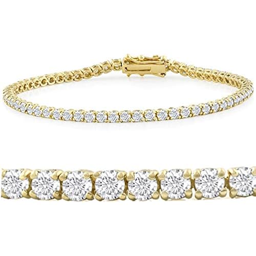Pompeii 14k White, Rose, or Yellow Gold Round Diamond Tennis Bracelet 5cttw 7" Women's
