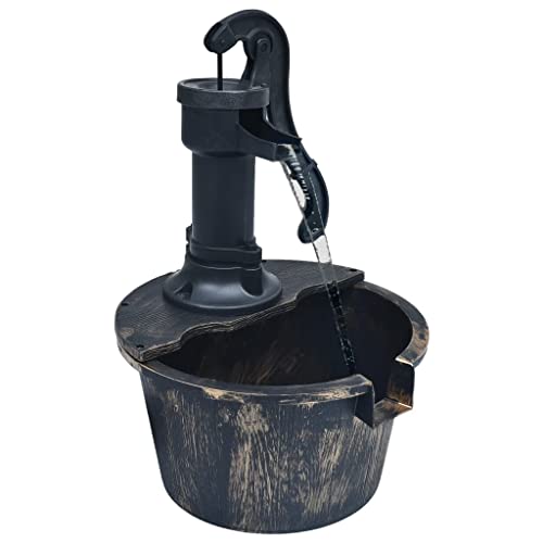 Patio Water Fountain Barrel, Outdoor Waterfall Unit with Pump, Outdoor Water Feature Garden Fountain, Old-Fashioned Fountain, Well Water Fountain Outdoor, Rustic Waterfall Fountain, 29.5 x 45 cm