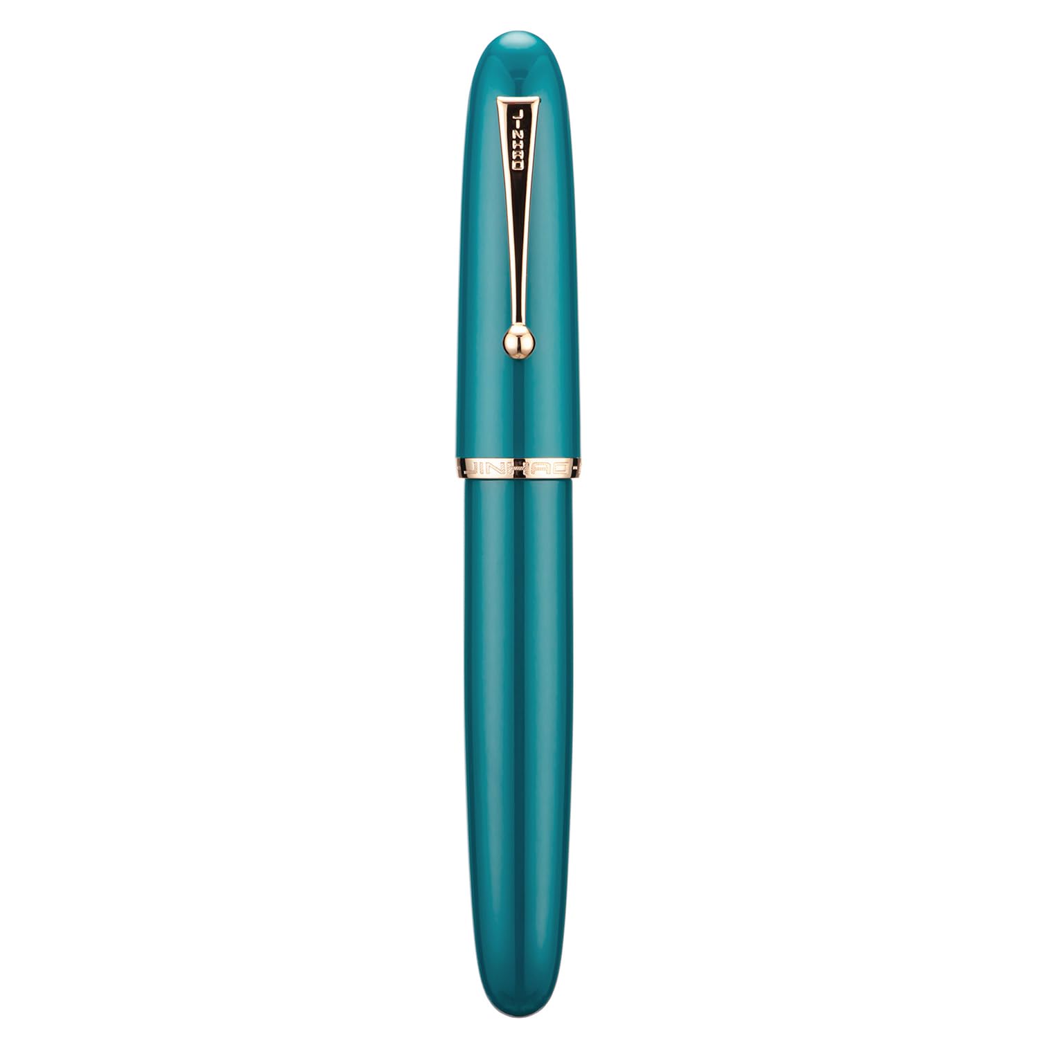 Jinhao 9019 Fountain Pen, Dadao Series #8 Heartbeat Medium Nib, Lake Blue Acrylic Barrel with Golden Clip Big Size Writing Pen - Image 2