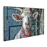 islandburner Bild auf Leinwand Elegante Ziege mit Blumen 