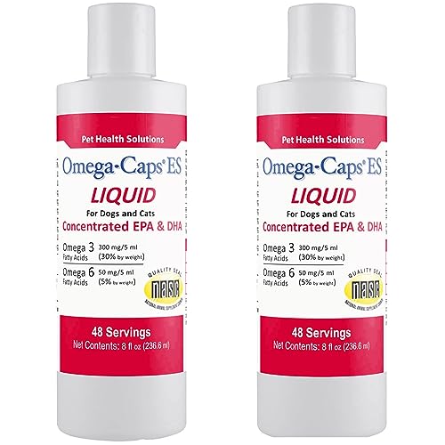 Omega-Caps Extra Strength Liquid for Cats & Dogs. Vet Formulated for Healthy Radiant Skin & Coat, Reduces Excess Shedding. Contains EPA, DHA, & Omega 3 for Joint, Heart & Immune System Support. 16 OZ.