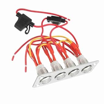 RV Switch Panel, 4 Gang Marine Switch Panel Blue LED Self-locking Push Button DC12V 16a Universal for Car Boat RV Truck