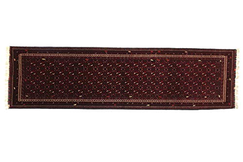 RUG PRINCE Alfombra Afghan Mauri tejida a mano, 90 x 290 cm, color rojo, geométrica, lana