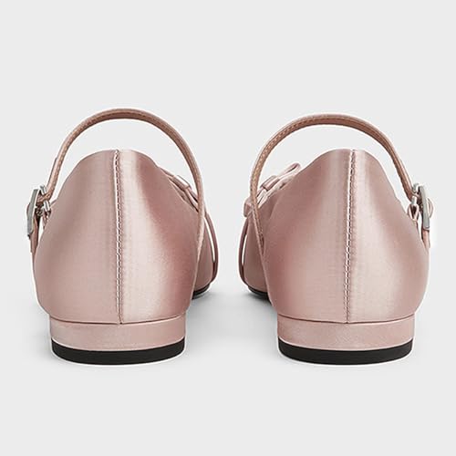 miss left Women Pointed Toe Bow Strappy Mary Jane Flats Single Strap Buckle Ballet Flats Graceful Party Daily Dress Shoes Size 4-16 US2
