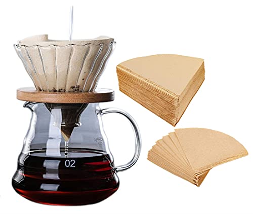 XKONG Cafetière à main en verre,Cafetière à main,Cafetière en verre,Cafetière à main en verre résistant à la chaleur Serveur de café Bouilloire Machine à café Costume Server500ML Cover