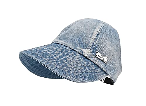 RYZGOJV Adjustable Adults Summer Sun-Hat Outdoor UV Protection Cap Hat Breathable Denim Cool Outdoor Sun Hat for Women Men-Blue